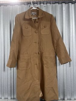 Mossaic Brown Long Coat Women's Size M Button Front