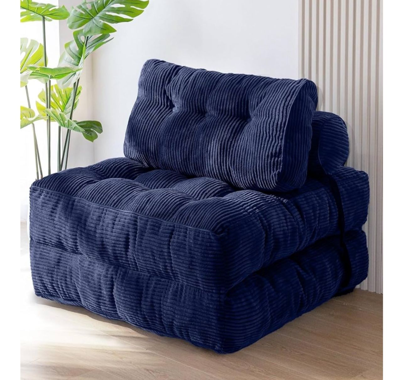 Brand New In The Box- WLIVE Bean Bag Chair Adult Teen, Bedroom Living Room Comfort Corduroy Bean Bag Chair with Backrest, Blue
