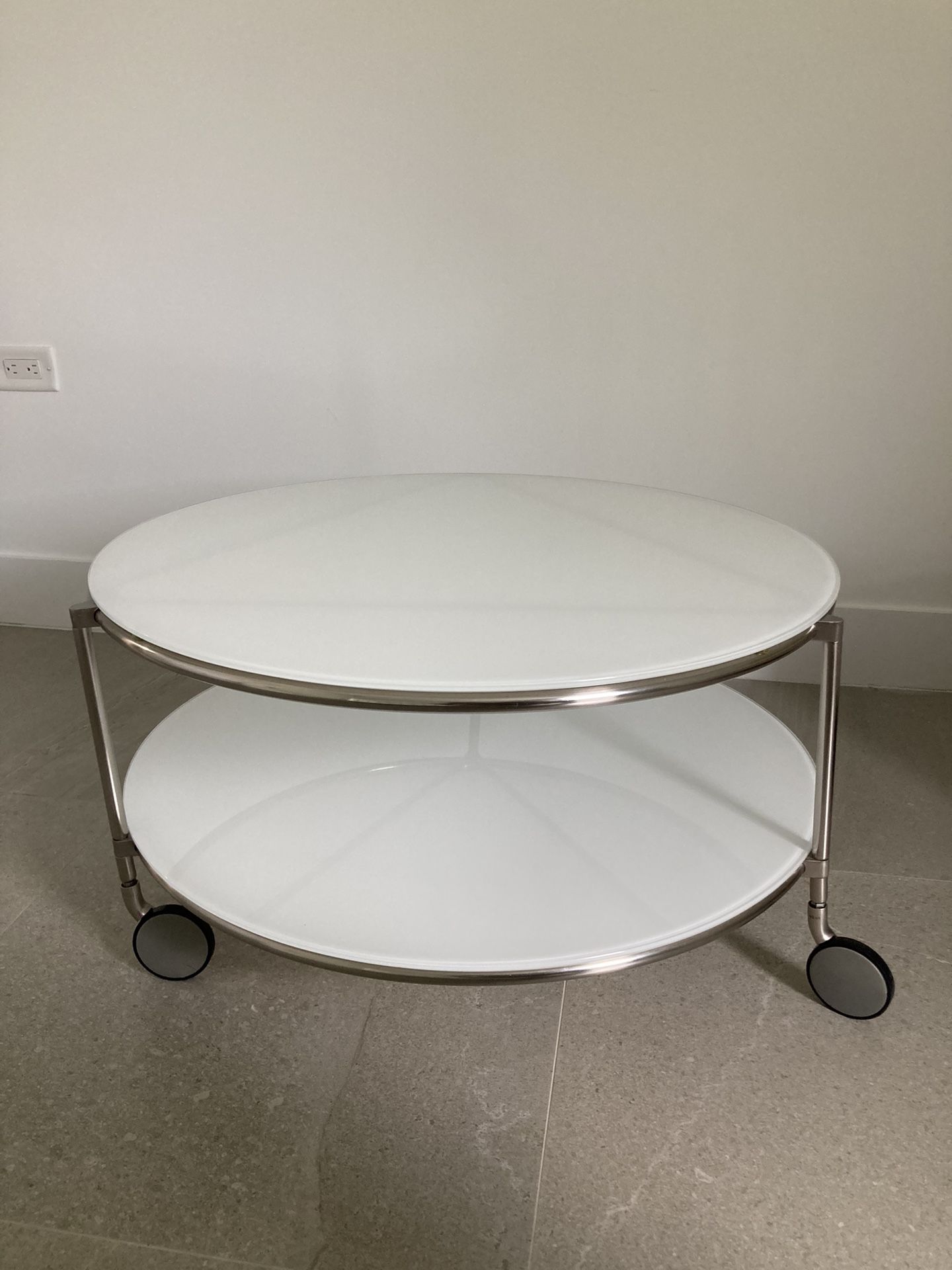 STRIND Coffee table - white / nickel-plated, 75 cm