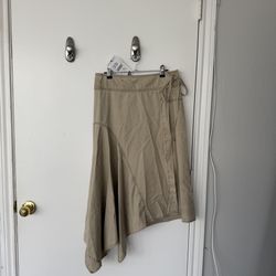 Zara Apa beige skirt with side slit and tie waist Size S