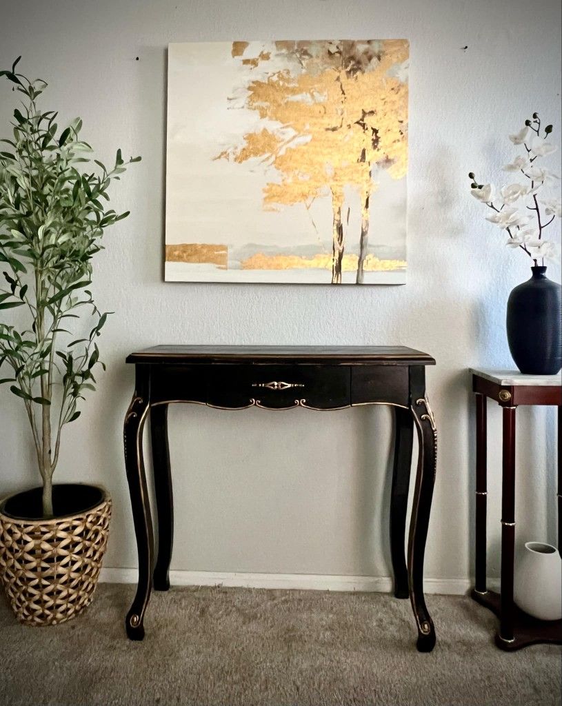 Black and gold entry/console table
