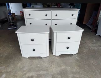 White Dresser and 2 Nightstand Set