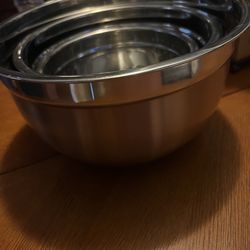 Crate & Barrel set of 3 bowls copper bottom beautiful made in India  stainless steel