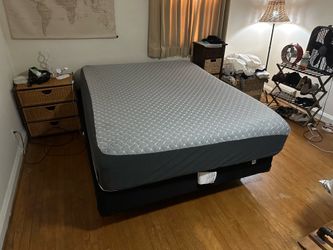Queen Size Bed with Rails and Boxspring