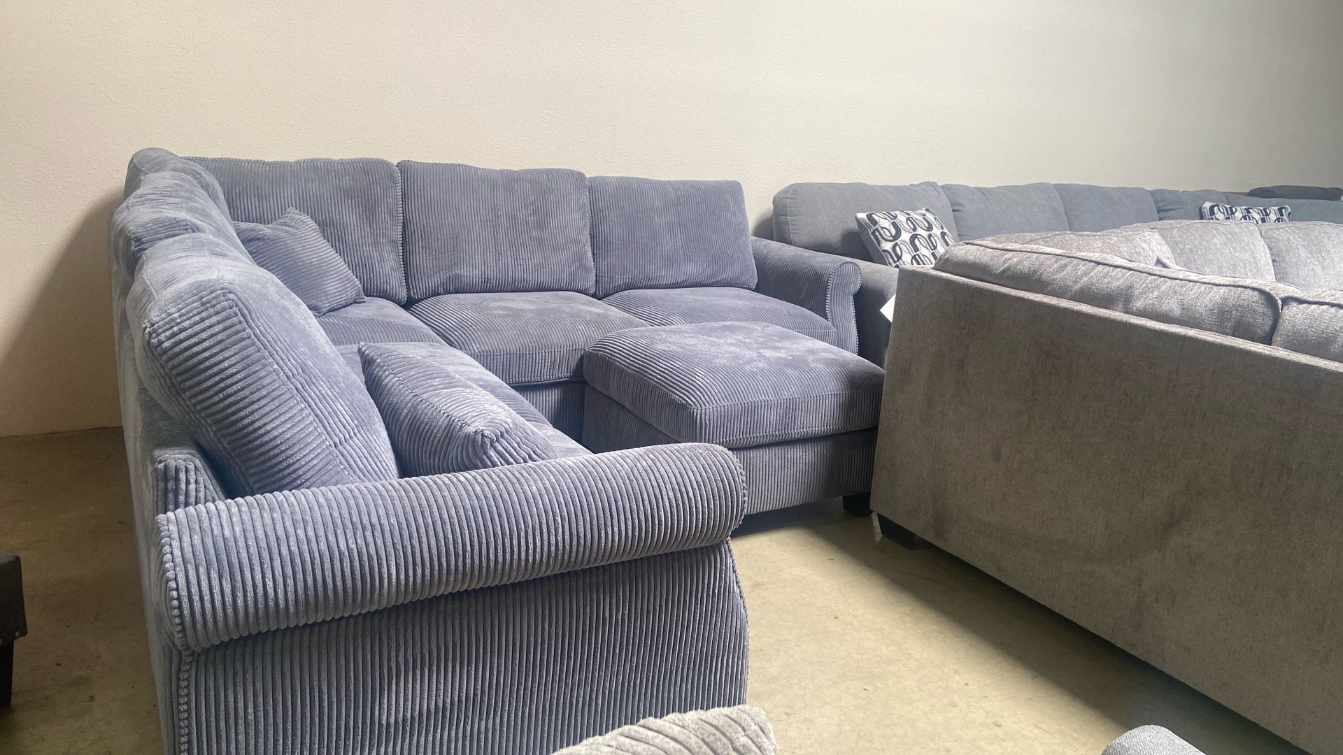 New Gray 4pc Sectional Sofa 99x99 Includes Ottoman. Can DeliverCan Finance