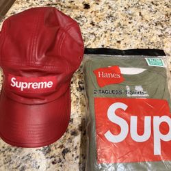 Supreme Hat & Supreme Hanes T shirt 