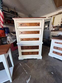 Beautifully Refinished Two-Tone Vintage Bedroom Furniture – Hand-Painted & Stained