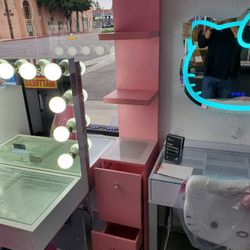New Assembled pink or white SlayStation 💗 Natalie Column Shelving storage drawers Special 