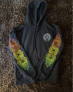 authentic chrome hearts floral horseshoe gradient hoodie💚🧡💛