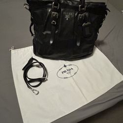 PRADA Galleria Crossbody Black Leather Large with Original Card and Dust Bag