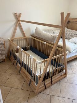 Twin wood tent toddler bed
