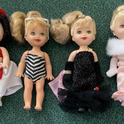 SET of 4 MATTEL Kelly dressed in Barbie-version classic clothes