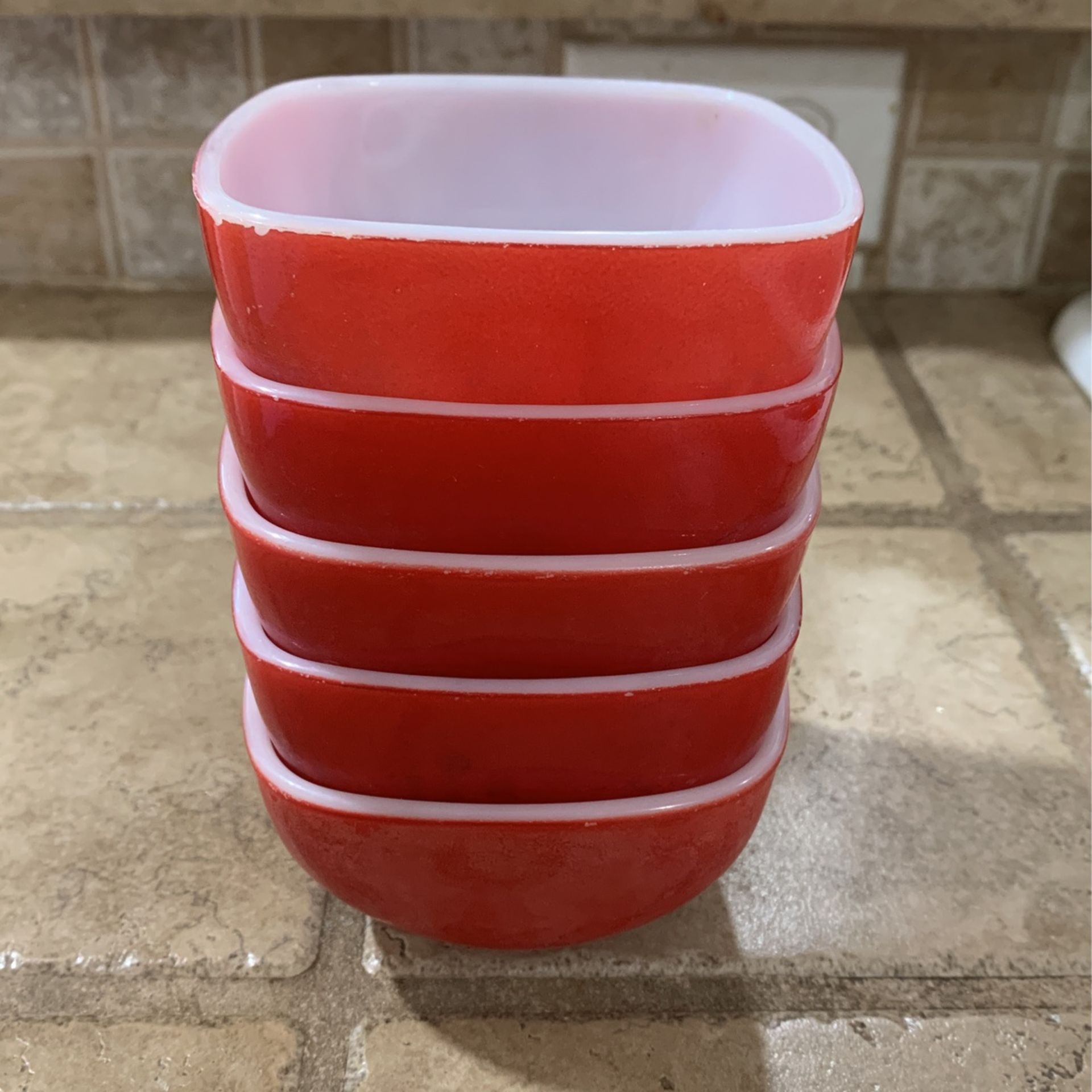 Vintage Red Small Bowl Pyrex set of 5