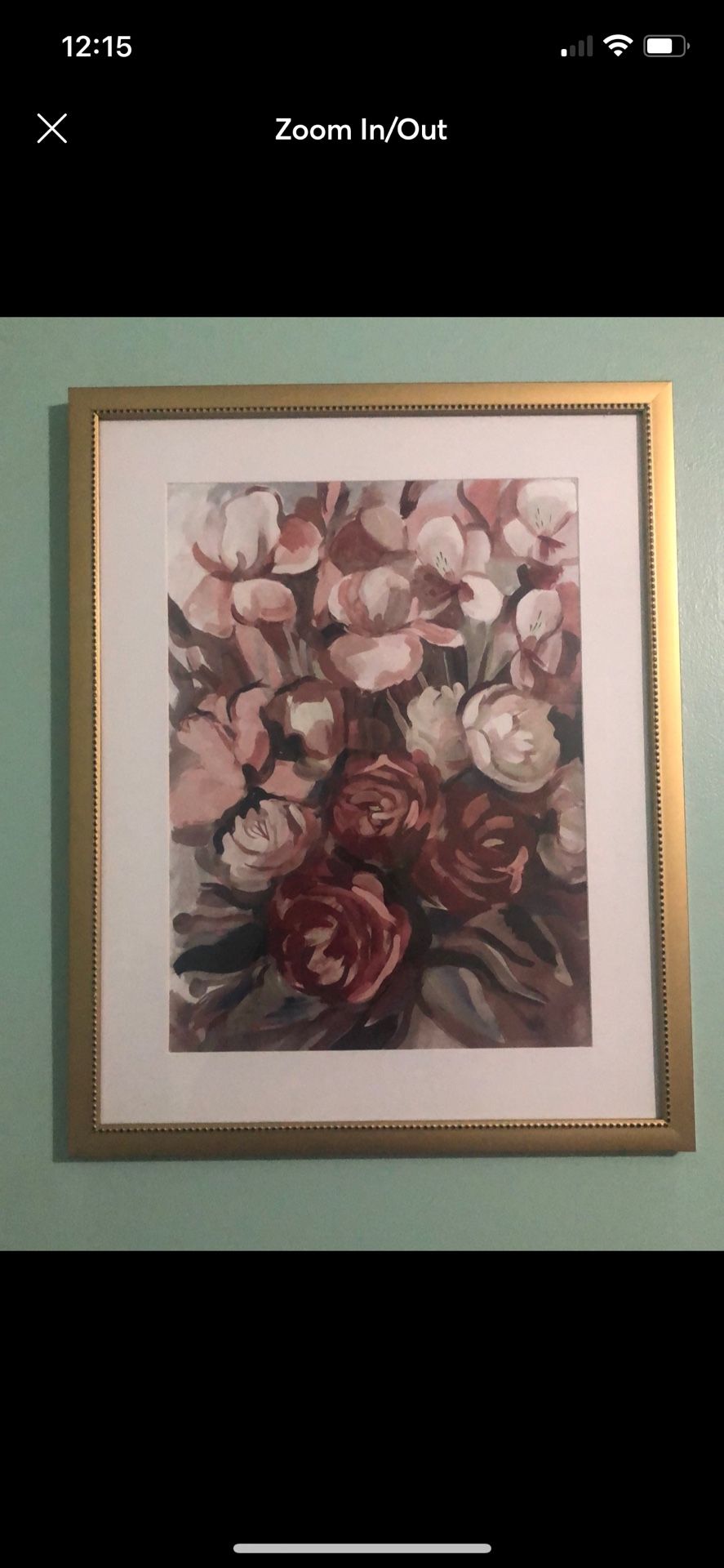 Beautiful Floral Painting With Gold Frame