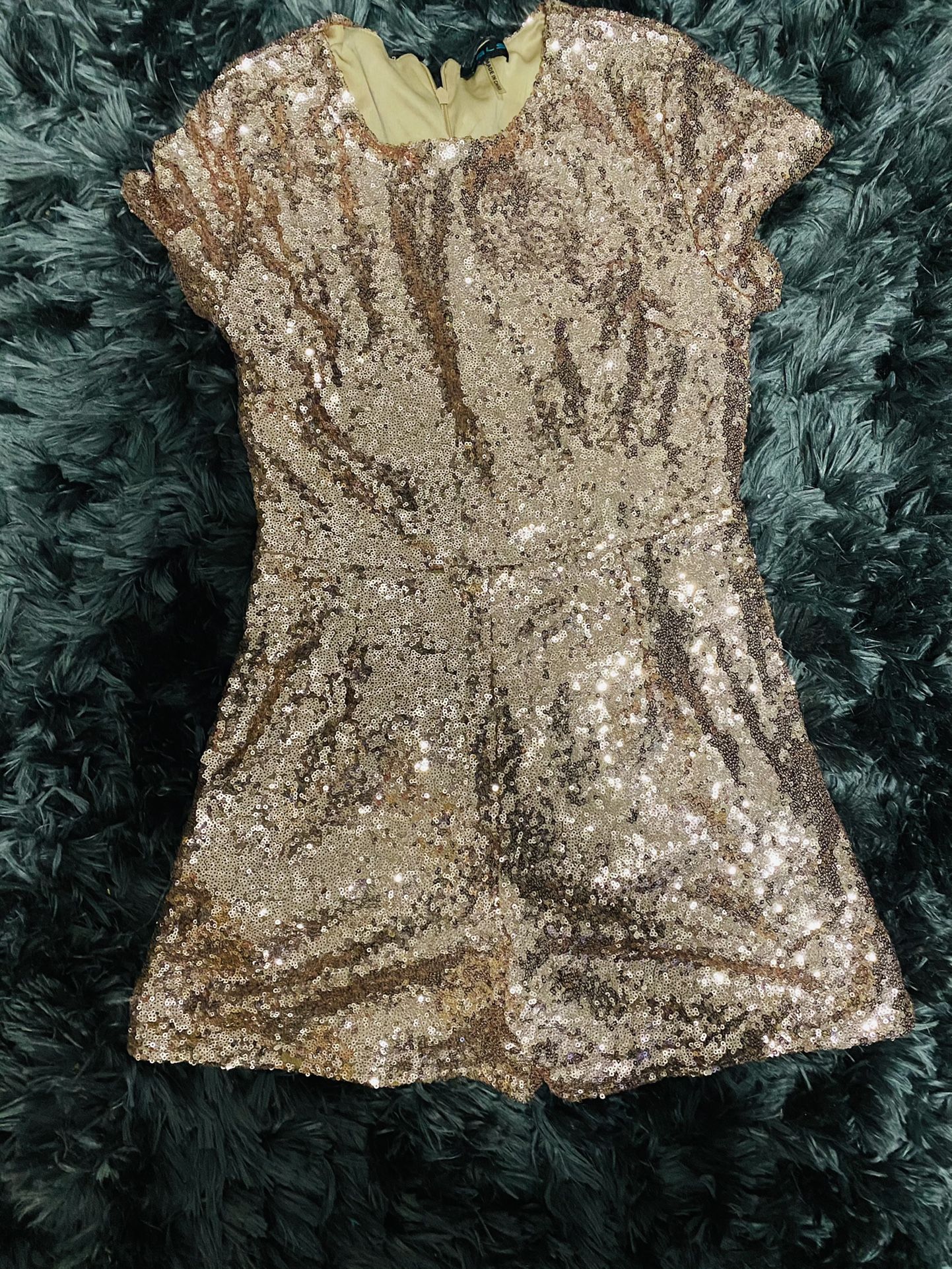Fashion Nova Rose Gold Sequin Romper