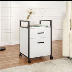 Brand new Naomi Home Nordine Rolling Cabinet in Whitewash (Model #04666). Still sealed in the original box — never opened.