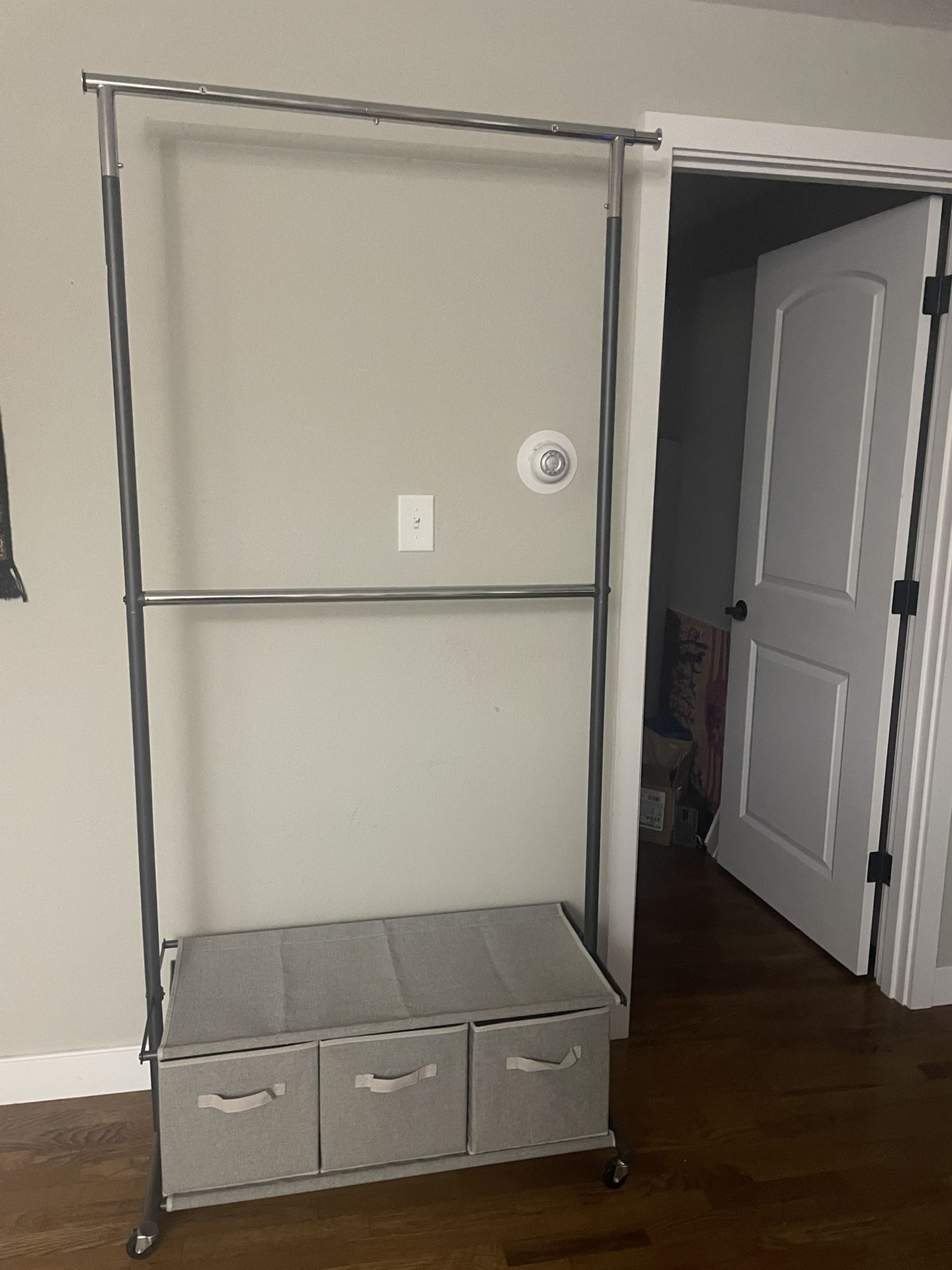 2 Tier Garment Rack with 3 Drawer Closet Organizer , Gray( Excellent 