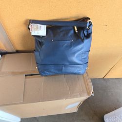 blue new leather purss
