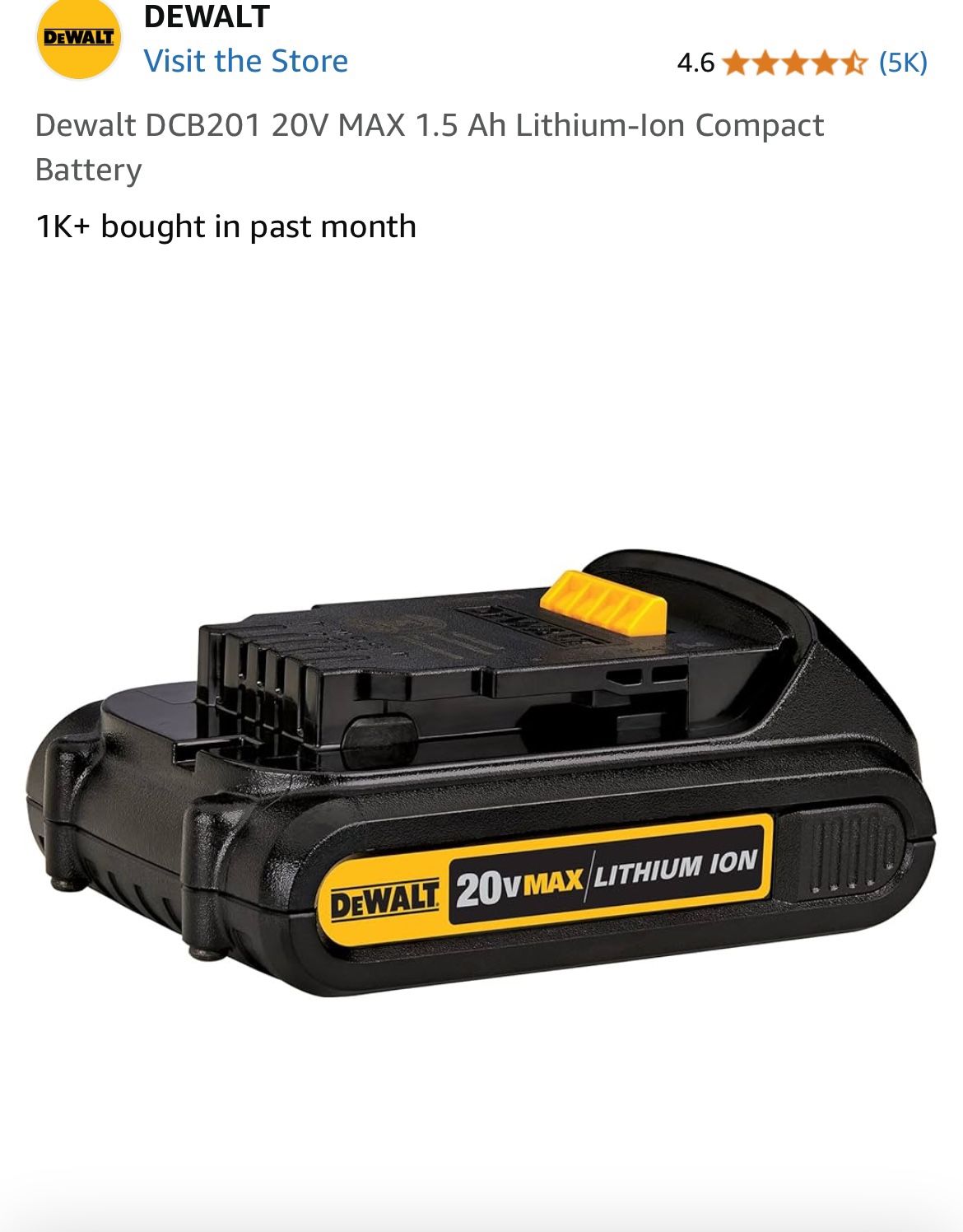 DeWalt 20 Volt Battery