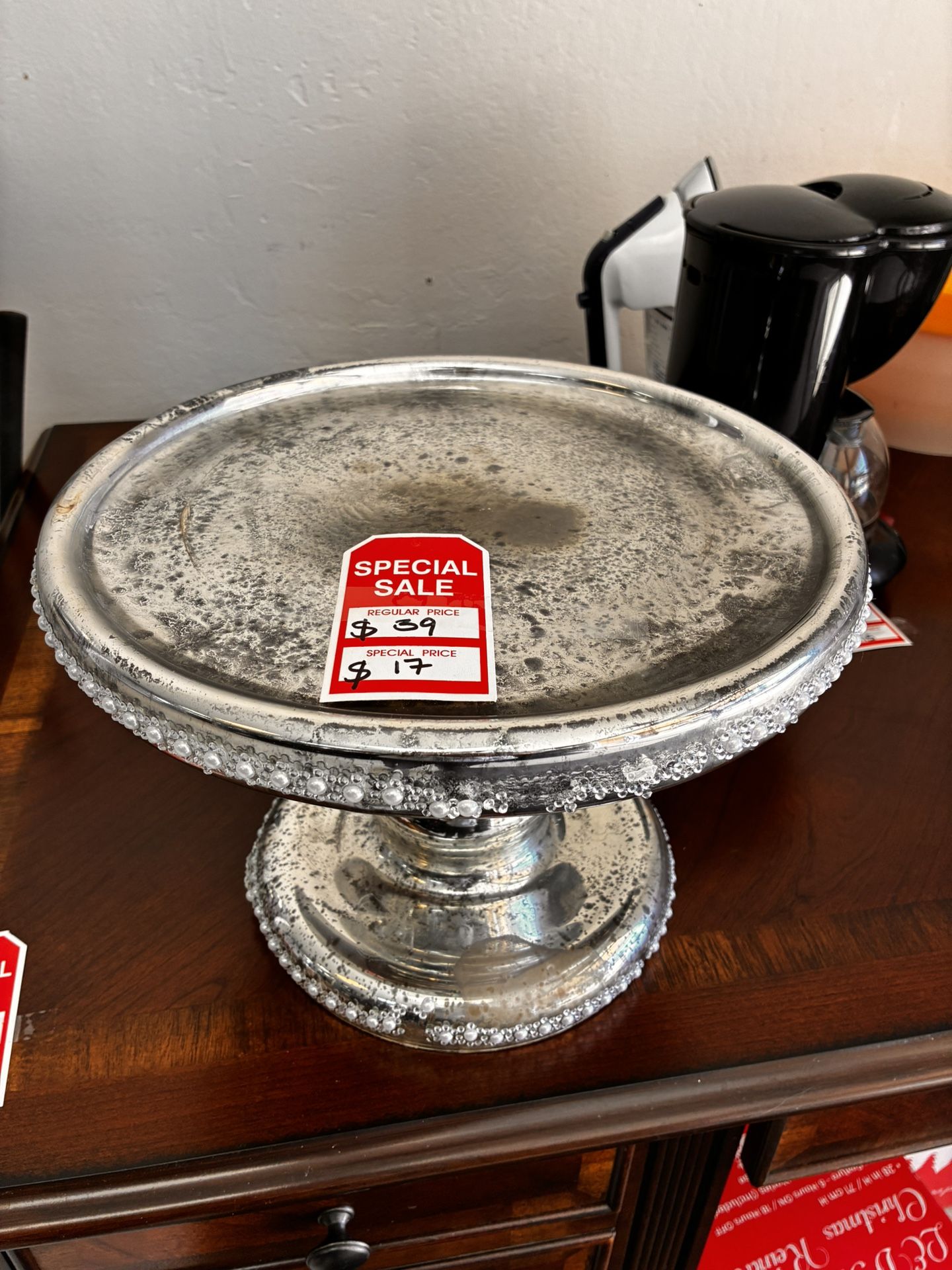 Vintage-Style Silver Pedestal Cake Stand