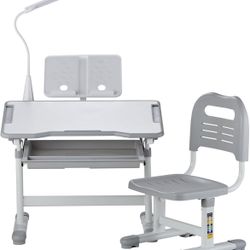 Gray Kids Adjustable desk And Chair Set 