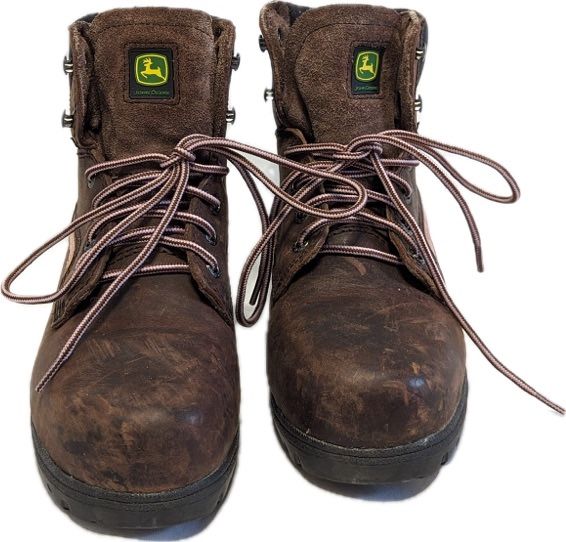 John Deere Work Boots Womens Leather Steel Toe Lace Brown Pink