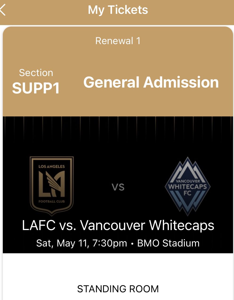 LAFC Vs Vancouver  5/11/24 Tickets