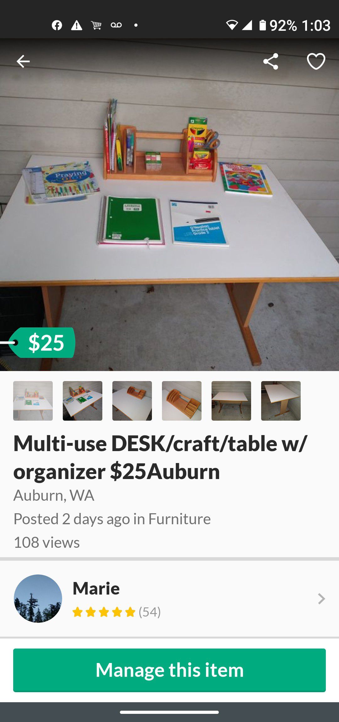 Desk/art table multiuse $25 AUBURN