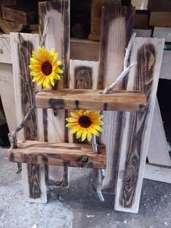 Handmade sunflower wall shelf
