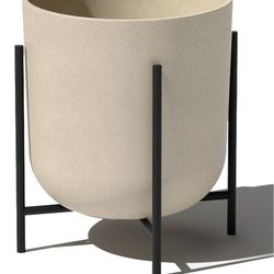 Plastic-Stone Composite planter w/Metal Plant Stand-PICK UP ONLY