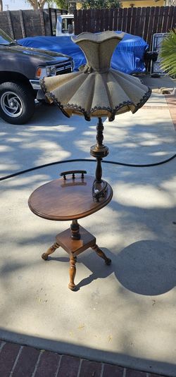 Antique table lamp with light