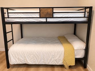 Black Twin/Full Bunk Bed Frame + Matching Side Table