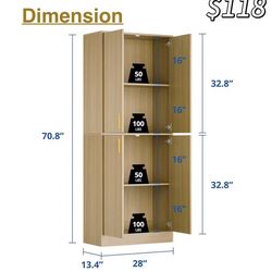 😀 Cozy Castle Kitchen Pantry Cabinet, 71" Tall Wood Storage Cabinet with Doors and Shelves 4 Doors Freestanding Cupboard for Dining Room Living Room 