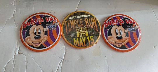 Disney Collectible Pin-Back Buttons Set of 3