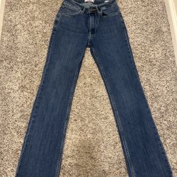 Dark wash wrangler boot cut jeans