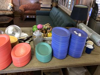 Serving plates & bowls new multi colored used as props in tv show Breaking Bad