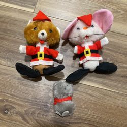 vintage christmas stuffed felt animals made in japan 