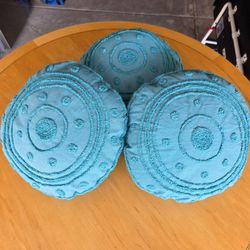 Outdoor Throw Pillows – Round Blue (Set of 3) | $10 Each or $30 for All