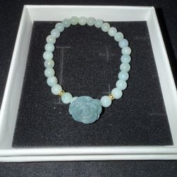 Rose Flower Beaded Jade Bracelet