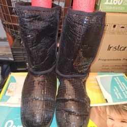 Black Sequin Boots