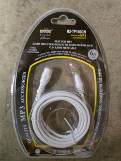 Box Of 36 Topzone 2.5mm MiniStereo Plug to 3.5mm Stereo Jack GoldPlated White 6’