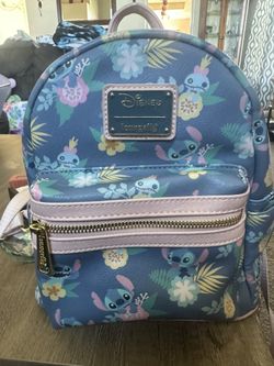 Rare Disney Loungefly Lilo & Stitch Blue Mini Backpack.
