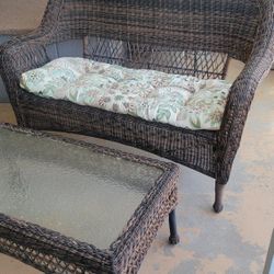NICE BROWN BENCH AND TABLE