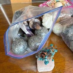 Large assorted collection of decorative carved stone, crystals, and gemstone pieces