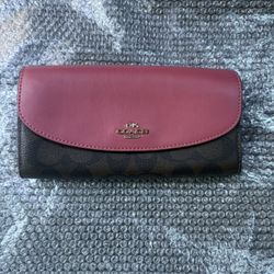 Coach Signature Wallet – Pink & Brown – Excellent Condition