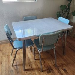 1950s MCM Aqua Chrome Kitchen Table Dinette Set – Rare Retro Atomic Era