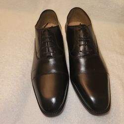 Steve Madden Black Leather Cap-Toe Oxford Dress Shoes