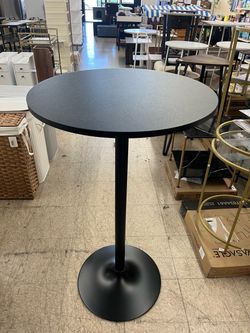Bistro Pub Table 23.8" Round Bar Height Cocktail Table Metal Base - Black