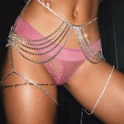 Waist Garter Chain Rhinestones Leg Chain for Female Night Club Thigh Chains Fringe...