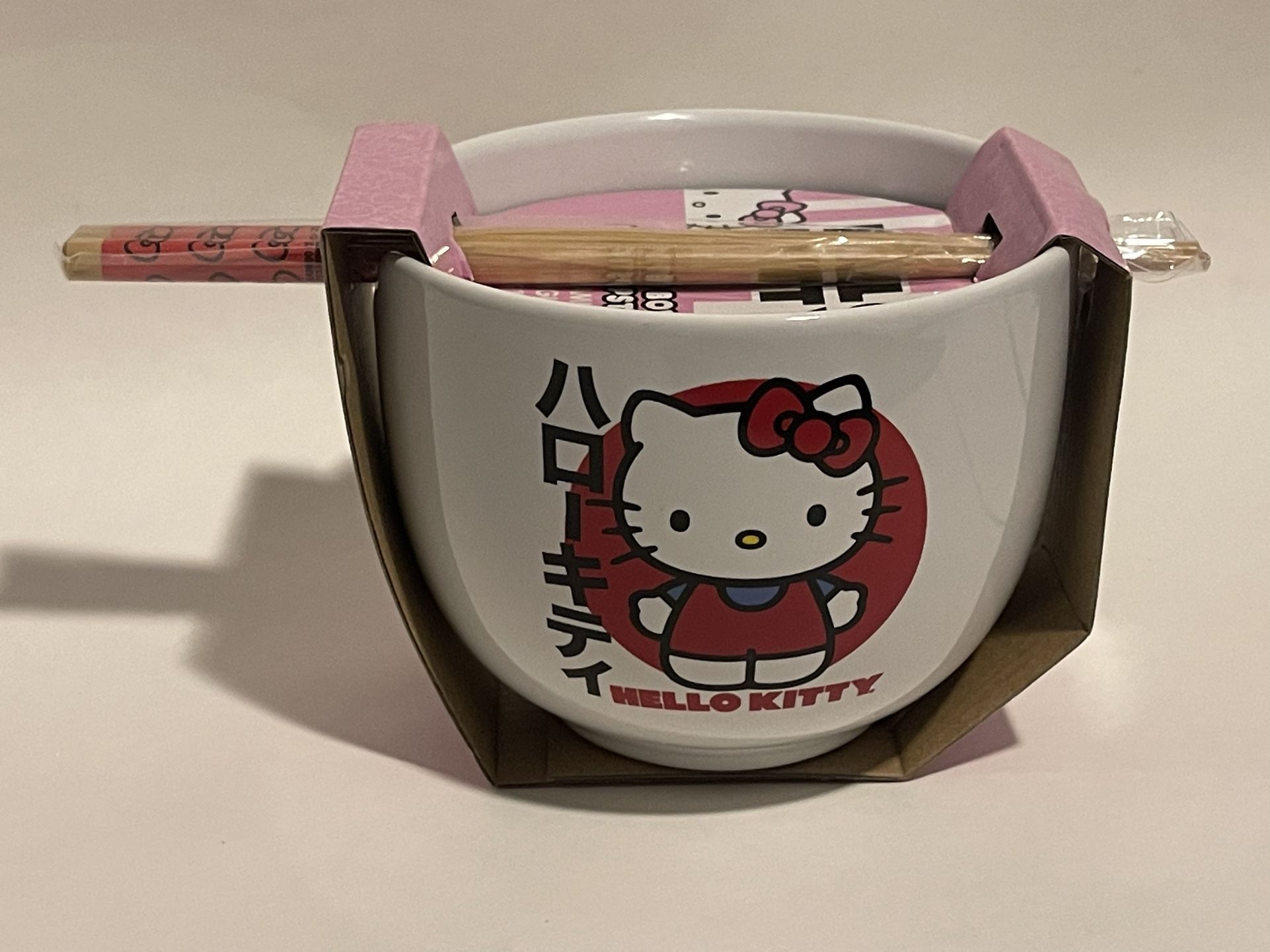 Hello Kitty Ceramic Bowl With Chopsticks
